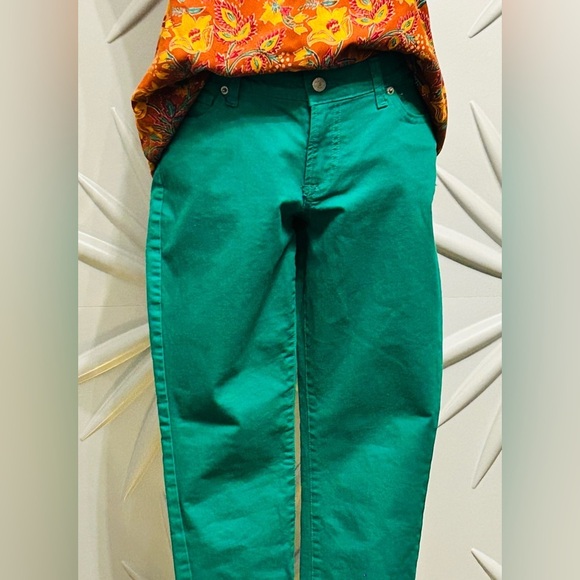 Old Navy SZ 4 sweetheart denim pants, green w/5 pockets. Waist 30” inseam 30”. - Picture 2 of 3